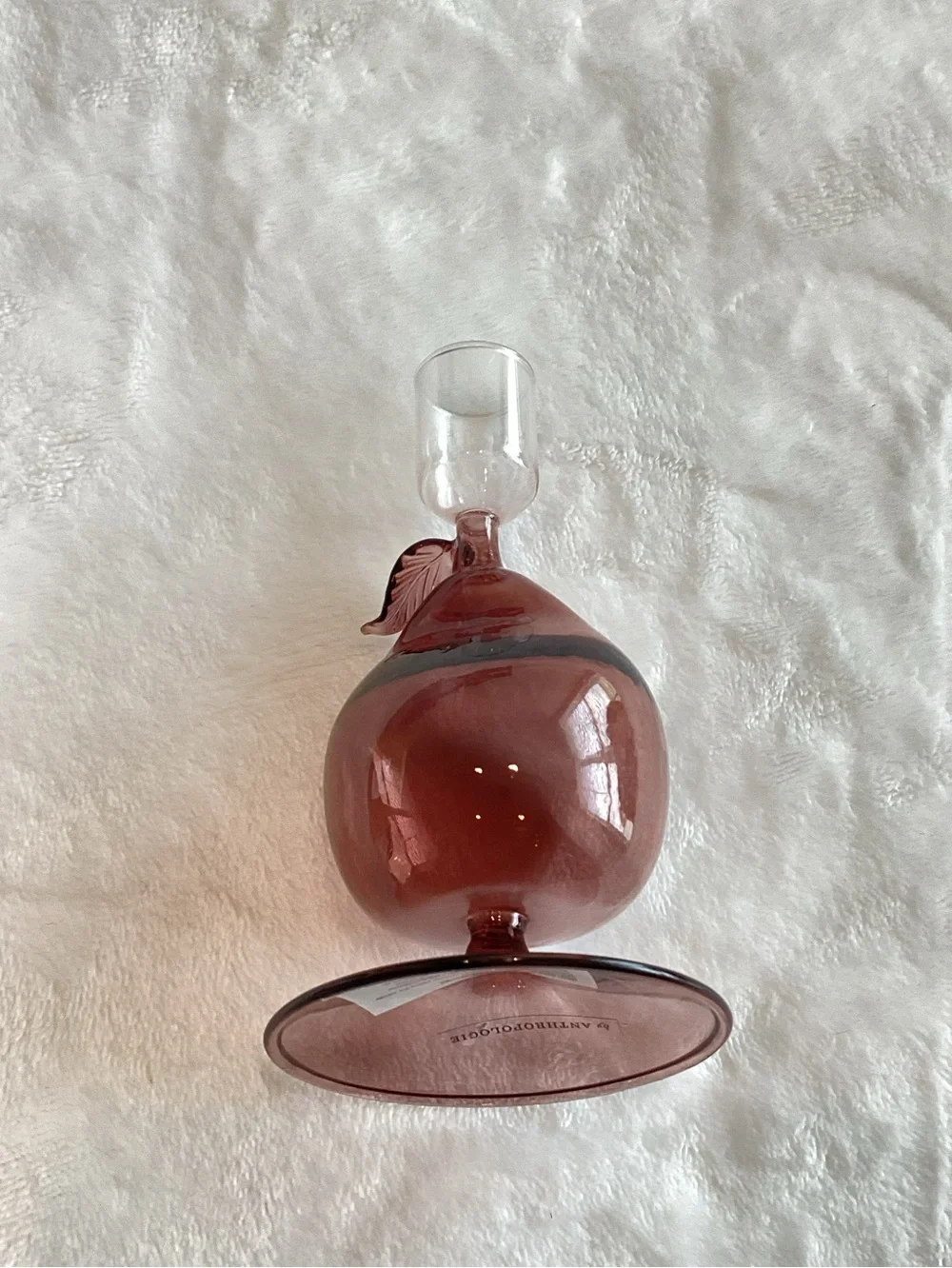 Anthropologie Harvest Fruit Icon Glass Candle Holder New Pear Candlestick